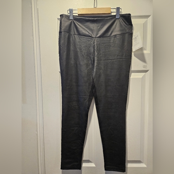 Stella & Dot The Rebel Leggings Pull On Vegan Leather Front Black Women's - Picture 2 of 7